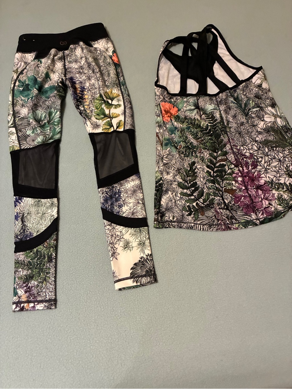 Calia Women’s Floral Leggings and Tank Top Matching Set - Picture 2 of 3